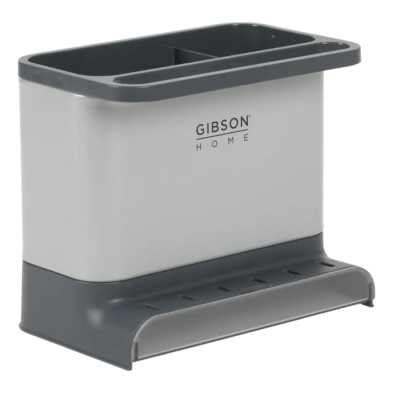Organizador de cocina gris GIBSON HOME, ideal para mantener limpio el lavamanos.